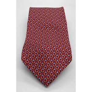 Brooks Brothers Silk Makers Necktie. Red Men's Tie Blue & Gold Designs USA  EUC